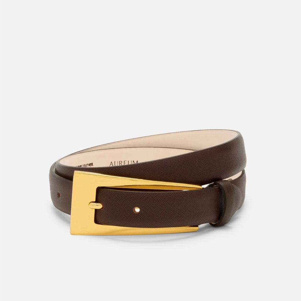 AUREUM Brown Belt with Gold Buckle